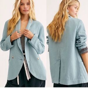 Free people blue cotton blazer